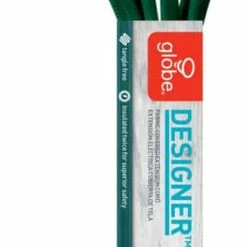 Globe 9-ft 16/2 Fabric Extension Cord, Right Angle Plug, 3 Outlets, Green