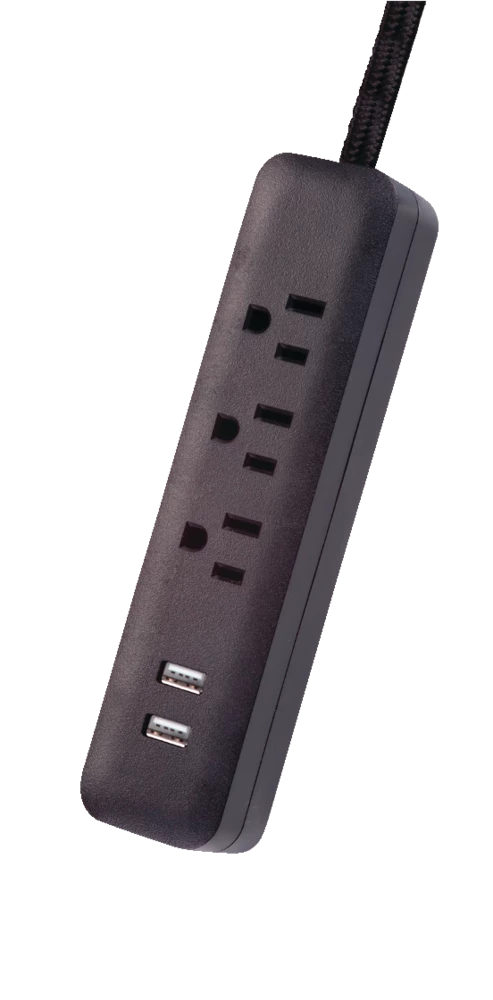 Globe Designer 3-Outlet Power Strip Surge Protector With 2 USB Outlets, Black, 6-ft 1 Globe Designer 3-Outlet Power Strip Surge Protector With 2 USB Outlets, Black, 6-ft