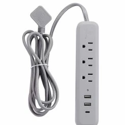 Globe Designer 3-Outlet Surge Protector Power Bar With 3 USB Outlets, 6-ft