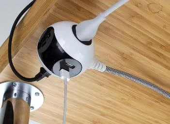 Globe 3-Outlet And 2 USB Port Power Bar With 5-ft Fabric Cord And Right Angle Plug, White/Grey 6 Globe 3-Outlet And 2 USB Port Power Bar With 5-ft Fabric Cord And Right Angle Plug, White/Grey - Image 6