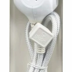 Globe 3-Outlet And 2 USB Port Power Bar With 5-ft Fabric Cord And Right Angle Plug, White/Grey 10 Globe 3-Outlet And 2 USB Port Power Bar With 5-ft Fabric Cord And Right Angle Plug, White/Grey -Globe Sales Shop globe 3 outlet power cube 2 usb 5 designer cord white grey 5a957a54 a950 41c0 b48e d78e61635d28
