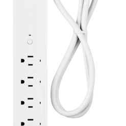 Globe 4-Outlet And 2 USB Port Smart Wifi Power Bar With Surge Protector, 4-ft Cord, 300 Joules, Compatible With Alexa And Google Assistant, White