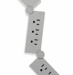 Globe 5-Outlet And 2 USB Port Flexible Power Bar With Surge Protector, 6-ft Fabric Cord, 1200 Joules, Grey