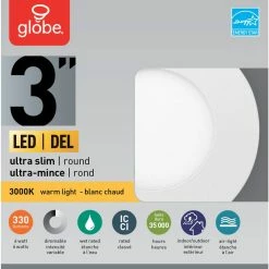 Globe Electric Ultra-Slim Round LED Recessed Lighting Kit, 3-in, Assorted Colours
